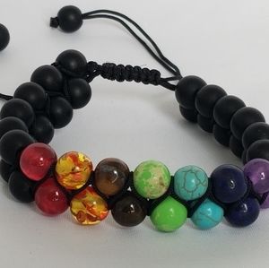 7 Chakra Double Layer Natural Lava Stone Bracelet